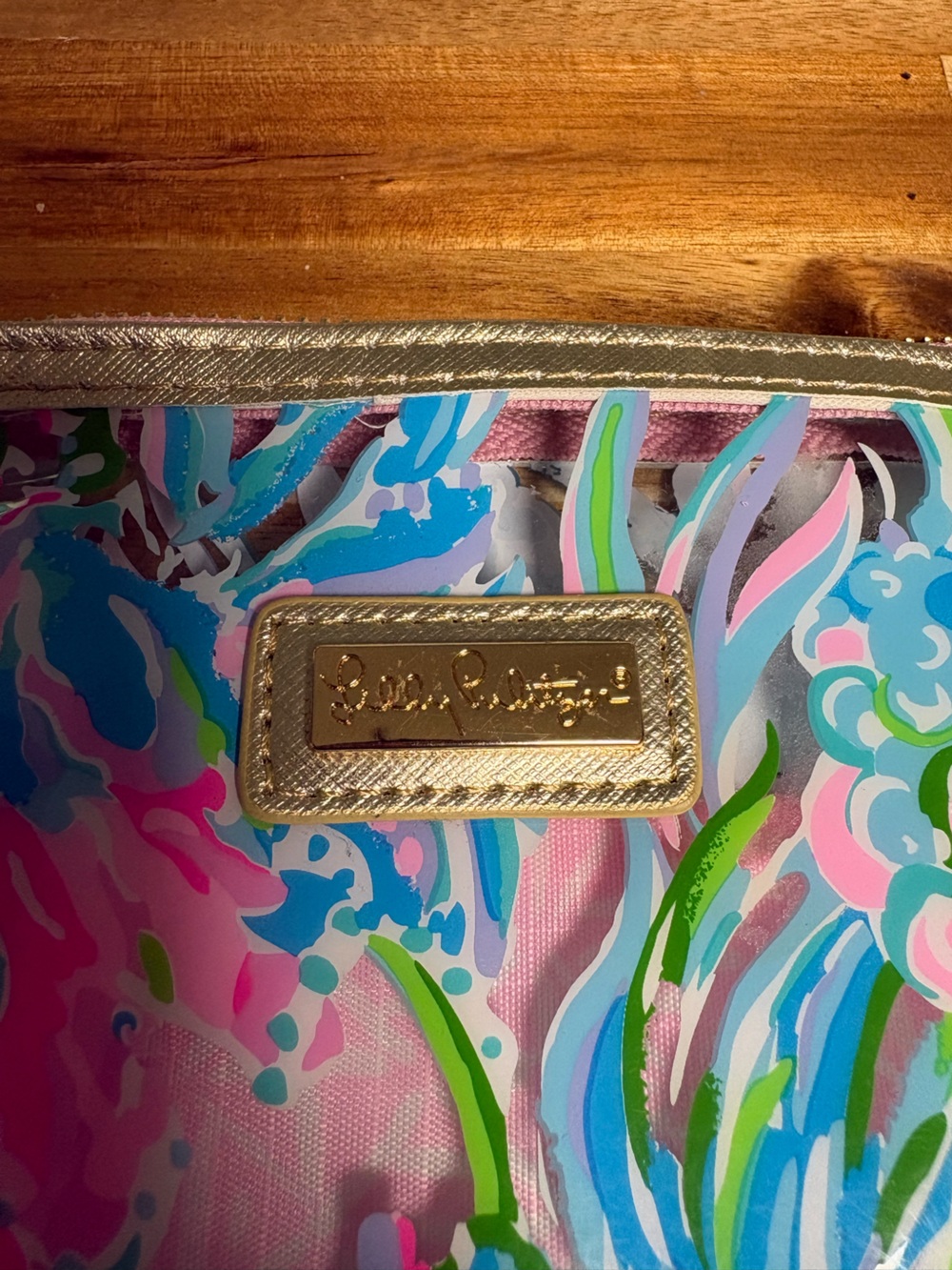 Lilly Pulitzer Clear Best Fishes Beach Pouch - Pink Multi - Water Resistant - Picture 2 of 8